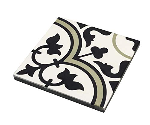 Classic 8X8 Floral Sage Green Black White Matte Cement Mosaic Tile (Box Of 13 5.59 Sq Ft) Kitchen Backsplash Bathroom Mto0550 #TOP2