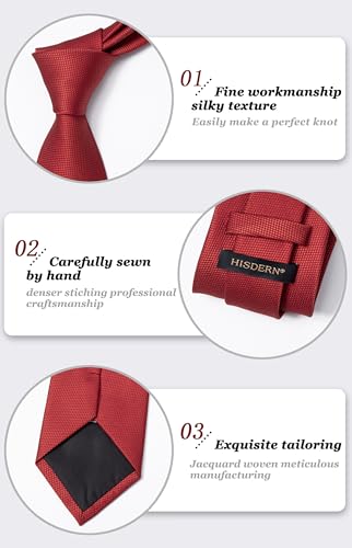 Image of HISDERN Ties for Men Solid Tie Handkerchief Set Classic Woven Silk Business Polka Dot Mens Ties Necktie Wedding Party