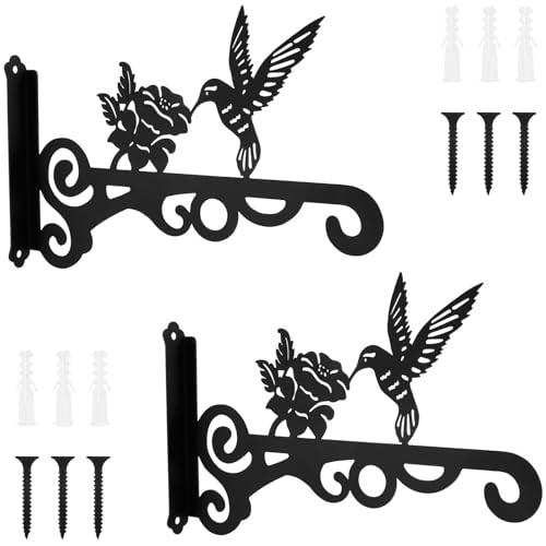 VAVPUP 2 soportes de pared para bonsái de metal con patrón de colibrí, soportes de bonsái estéticos estables para colgar, versátiles soportes para plantas inoxidables para interiores y exteriores