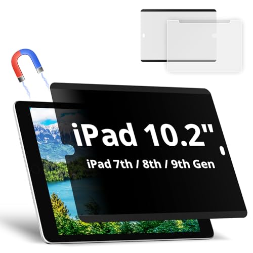 Image of Magnetic Privacy Screen Protector Compatible with iPad 9th 8th 7th Gen 10.2 inch & iPad Air 3th & iPad Pro 10.5 In, Anti Glare Blue Light Filter, Bubble-Free Shield, Fingerprint-Proof Guard, Reusable Anti-Scratch Film, Anti-Spy Cover