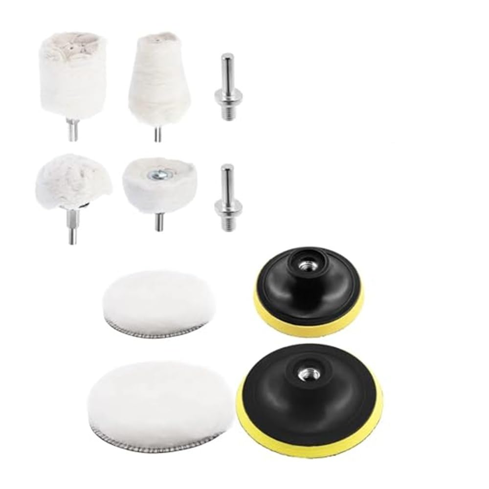 3 Zoll und 5 Zoll 10 Stück Woll-Polierscheiben-Pads, inklusive Baumwoll-Polierpad for Polieren und Polieren von Autos
