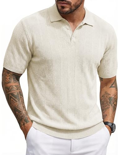 JMIERR Poloshirt Herren Kurzarm Strickpolo Tshirt Sommer Business Casual Polo Herren Regular Fit Gestrickt Polohemd Männ...