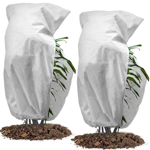Muzhira 2pcs Vello Invernale per Piante, 50g/m² 120cm x 180cm Copertura di Protezione Antigelo per Piante, Giardino in Pile Protezione Invernale Contro Vento, Freddo, Uccelli e Insetti - Bianco