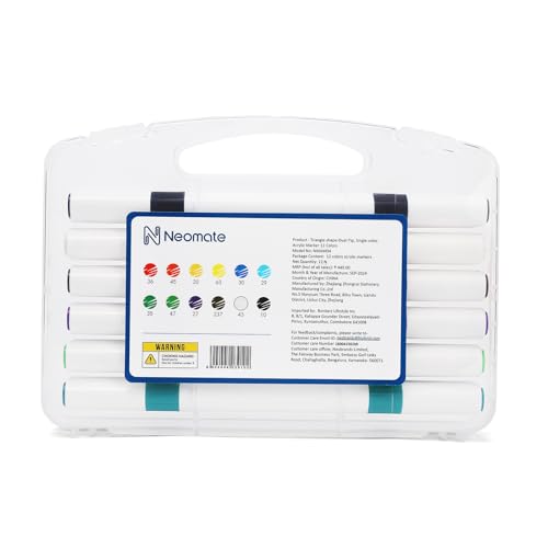 Image of 12 Pcs Triangle Shape Acrylic Markers Set | Dual-Tip for Drawing & Sketching | Non-Toxic, Ideal for Coloring and Crafts, White