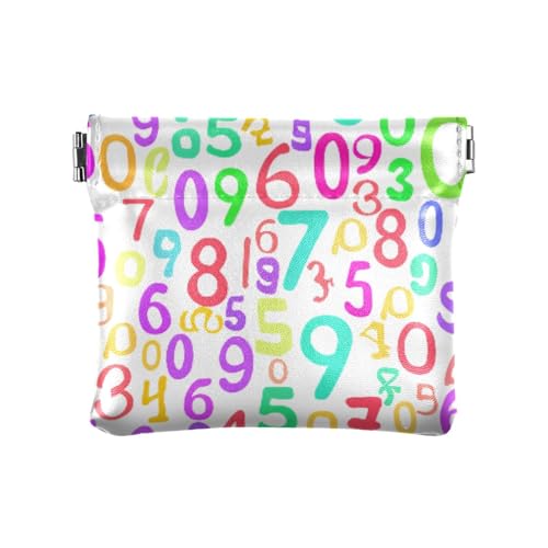 Rainbow Digits Coin Purse Leather Pouch Change Purse, Squeeze Coin Pouch for Cards, Keys & Lipsticks, Unisex - Main Image