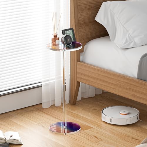 HuiDao Acrylic Side Table, Iridescent Drink Table for Small Spaces, 10" L x 10" W x 21.3" H, Round End Table for Living Room, Bedroom, Office, Easy Assembly - image 5
