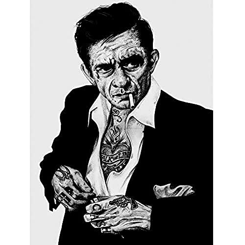 Wee Blue Coo Póster de Johnny Cash Tattoo Inked Ikons Wayne Maguire sin marco para pared
