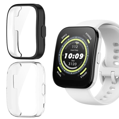 �y2���zNOOETAH �P�[�X �Ή� Amazfit Bip 5 TPU�S�ʕی� �ϏՌ� �����^�J�o�[ (�u���b�N+�N���A)