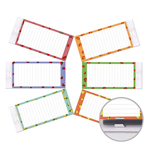Magnetic Notepads Groceries List Magnet Pad for Fridge, Shopping List/To Do List Note Pads for Refrigerator with Pen Holder Fruit Designs | 50 Sheets per Pad 6 x 3 inch (6 Pack) (multicolored)