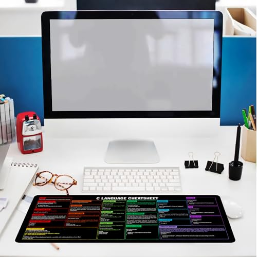 Image of C Programming Language Cheat Sheet Mouse Mat KMH Mouse Pad for Coders, Developers, Large Desk Mat, C Basics Mousepad Essential Computer Accessories for Study, Work, and Reference Purposes