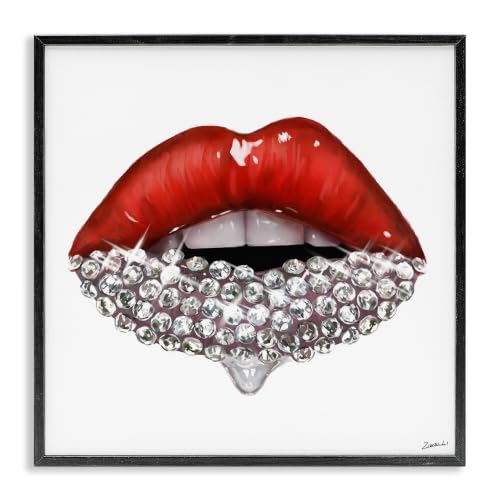 Glam Lips Gemstone Fashion, 17 x 17 Inch Framed Giclée Print
