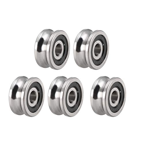 Uxcell A19101600UX0190 Sg15 Deep U Groove Ball Track Guide Bearing 5Mmx17Mmx8Mm Double Sealed (Gcr15) Chrome Steel Bearings 5Pcs cover