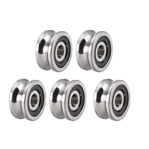 uxcell SG15 Deep U Groove Ball Track Guide Bearing 5mmx17mmx8mm Double Sealed (GCr15) Chrome Steel Bearings 5pcs