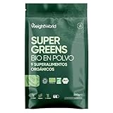 Super Greens en Polvo 200gr - 9 Superalimentos - Con Té Matcha, Maca en Polvo, Bayas de Acai, Chlorella Ecológica, Hierba de Cebada, Trigo, Lino, Guaraná, y Baobab - Apto para Veganos, sin OGM