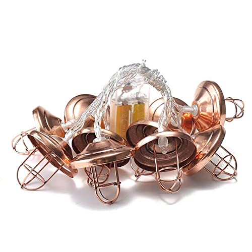 Vintage Cage Lantern Rose Gold String Lights, 9.8FT 20 LED