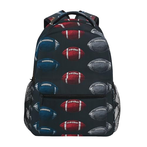 Glaphy School Backpack Footprint Rugby Retro Backpack with Name Tag Multi Compartment Bookbag for Boys Girls Women Men Daily School Travel Use