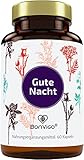 BonVigo® Gute Nacht Kapseln - Die natürliche Hilfe - Pflanzen Komplex mit Ashwagandha Schlaf-Beere, Baldrian, Lavendel, Hopfen, Weißdorn - Plus Serotonin-Vorstufe L-Tryptophan und Glutamin