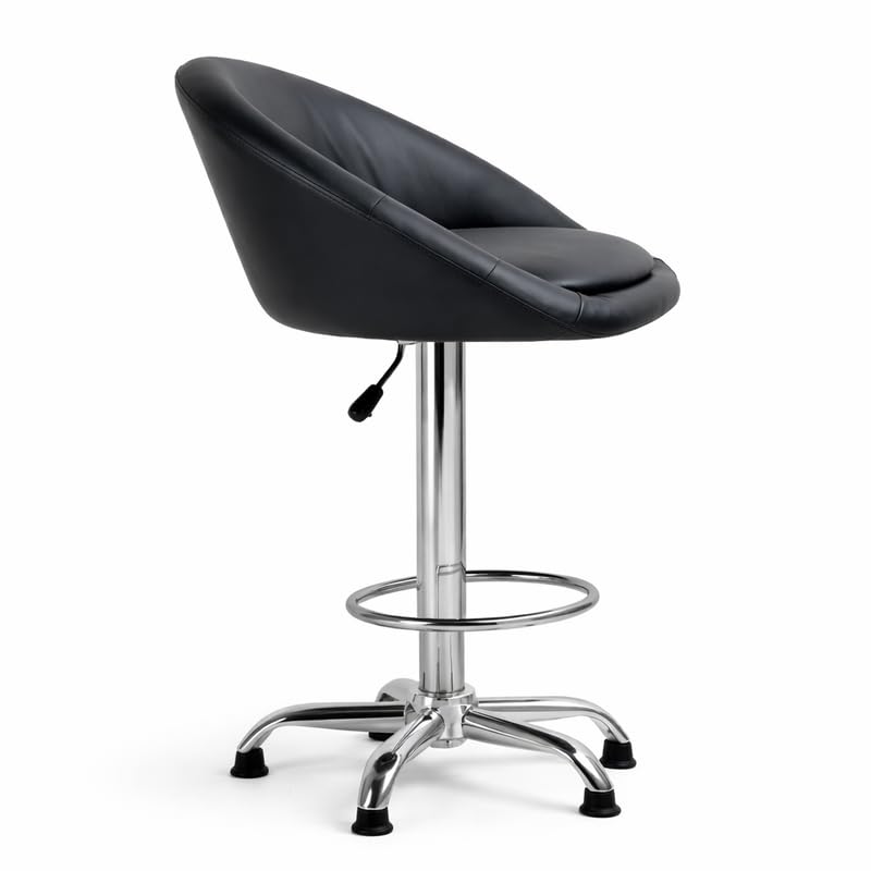 Image of LAVKUSH Sales | 446 Premium Bar Chair (Black) | Ergonomic Mid-Back Revolving Counter Stool with Deep Padded Cushion | Adjustable Gas-Lift Swivel Chair