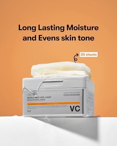 Image of VT COSMETICS CICA Daily Soothing Mask 30 Sheets, Centella Asiatica & Hyaluronic Acid for Moisturizing & Hydrating, Instant Calm & Glow, Skin Softening Facial Mask, Korean Face Mask (VT COSMETICS Reedle Shot Vita-Light Radiant Mask 30ea)