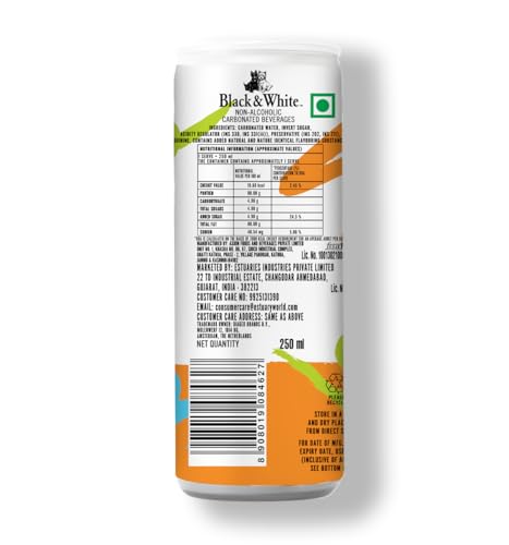 Image of Black & White Tonic Water (Pack of 2 X 250 ML) | Premium Sparkling Tonic with Classic Quinine Bitterness | Refreshing Carbonated Mixer for Cocktails & Mocktails | Crisp, Balanced Tonic with Smooth Bubbles