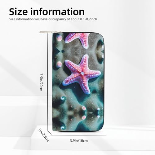 Seashells Starfish Print Womens Wallet, Ladies Credit Card Holder, Phone Wallet Purses, Long Clutch Hand Bag4