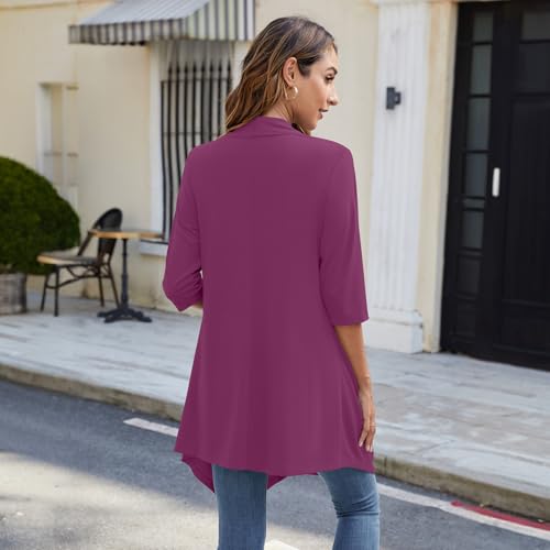 Women's Open Front Casual 3/4 Sleeve Lightweight Cardigan Casual Loose Summer Fall Cardigans3