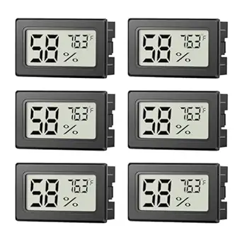 6 Pack Mini Hygrometer Indoor Humidity Meter, Small Digital Thermometer Humidity Gauge Meter, Indoor Thermometer Hygrometer Monitor Fahrenheit (℉) for Thermostat Reptile Tank, Mason Jars