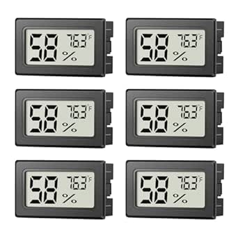 6 Pack Mini Hygrometer Indoor Humidity Meter, Digital Thermometer & Hygrometer for Reptile Tanks, Mason Jars, and Indoor Environments
