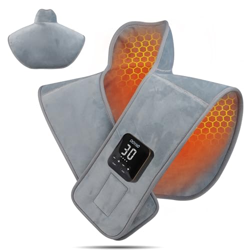 DGXINJUN Cordless Heating Pad for Neck Shoulders Pain Relief Portable Large Heated Neck Shoulder Wrap Electric Neck and Shoulder Heat Pad with Auto Shut Off 4 Heat Settings for Women Men