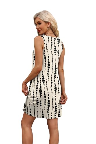 Image of WEESO Womens Summer Dresses Loose U Neck Sleeveless Sundresses Dress with Pockets