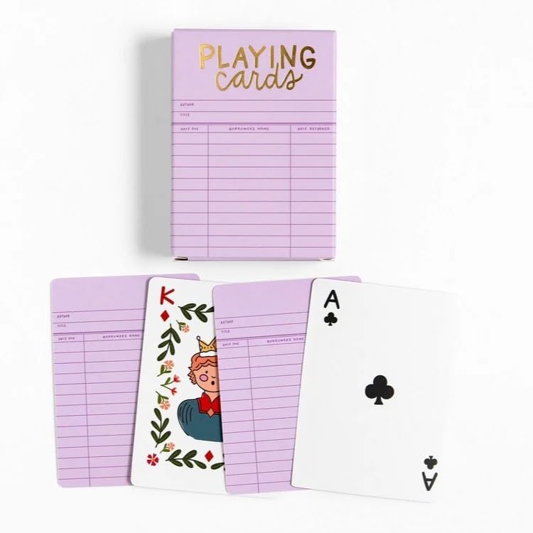 Pippi Post Cute Deck of Cards, Single Deck of Cards, 52 Playing Cards Themed Library Cards, Cool Playing Cards for Family Game Night, Go Fish, Canasta, Poker, Nertz (Lilac)