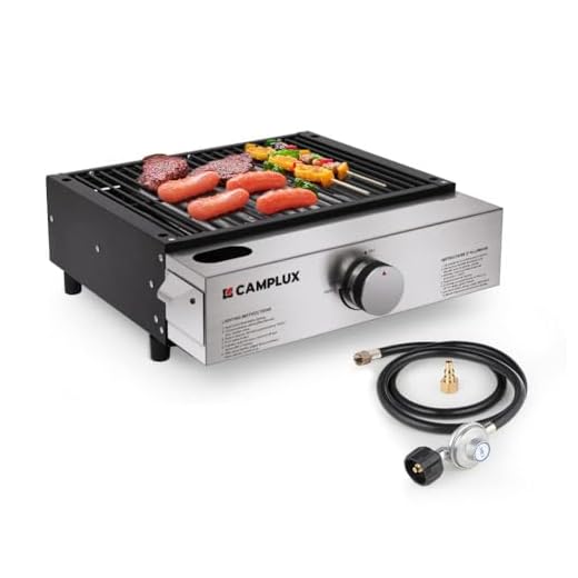 Camplux Propane Gas Griddle Grill, 15,000 BTU Griddle Grill Combo, Portable Camping Griddle Station 17 Inches with 20 lb and RV Regulator for Camping, RV Picnic and Tailgating