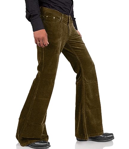 Men's Corduroy Vintage Bell Bottom Pants 70s,Disco Stretchy Flared Pants Fit 60s 70s Outfits for Men,Mens Bell Bottom Jeans.3