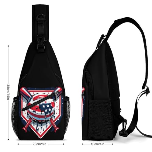 Baseball Drip Ice Cream American Flag Game Day Sling Bag Crossbody Travel Hiking Chest Multipurpose Travel Daypack for Women Men2