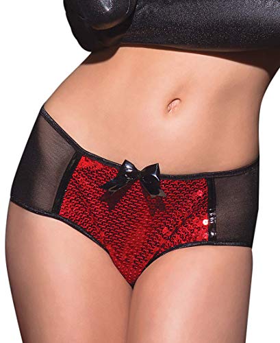 Coquette 3572X Women's Plus Size Sequin and Mesh Panty - X-Large - Red/Black Coquette 3572X Women's Plus Size Sequin and Mesh Panty - X-Large - Red/Black