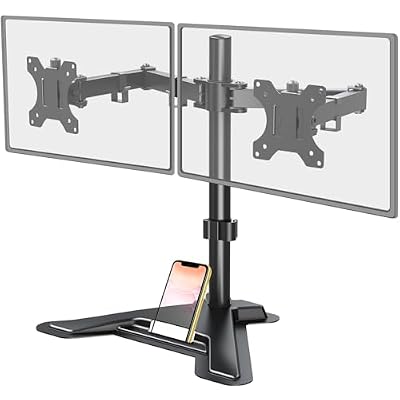MOUNT PRO Dual Monitor Stand, Free-Standing Full Motion Monitor Desk Mount Fits 2 Screens up to 27 inches,17.6lbs with Height Adjustable, Swivel, Tilt, Rotation, VESA 75x75 100x100, Black