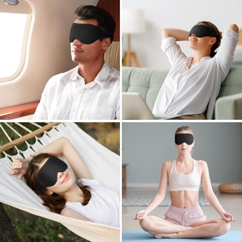 Schlafmaske für Seitenschläfer, Laitver Aktualisiertes Design 3D Lichtblockierend Augenmaske Frauen & Herren, Bequem & Atmungsaktive Druckfrei Schlafbrille mit Verstellbar Gummiband für Reisen