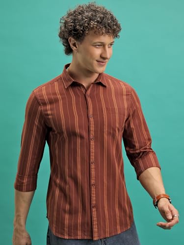 Image of Highlander Men's Slim Fit Striped Shirt | Full Sleeves | Everyday Wear Stylish Shirt for Men