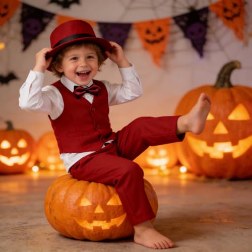 Image of Baby Boys Clothes Suits Toddler Navy Blue Formal Gentleman Wedding Outfit Dress 5Pcs Kids Infant Slim Fit Suit Sets 3T