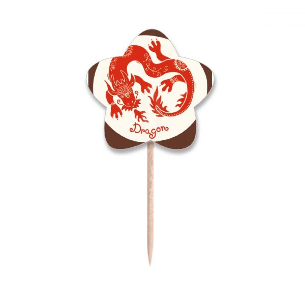 Pics à cupcakes Year of Dragon rouge signe du zodiaque pour décoration