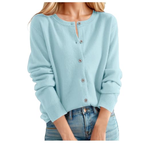 Rtdyvyuhb Womens Sweaters Cardigan Dressy Button Down Cardigans Sweater Lightweight Long Sleeve Crewneck Knit Open Front Tops Green
