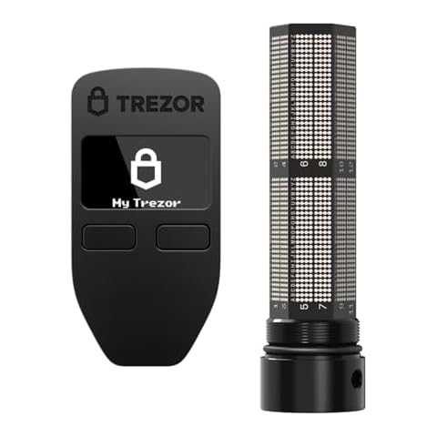 Trezor Model One (Black) + Trezor Keep Metal 24 Word Crypto Seed Phrase Storage Cover