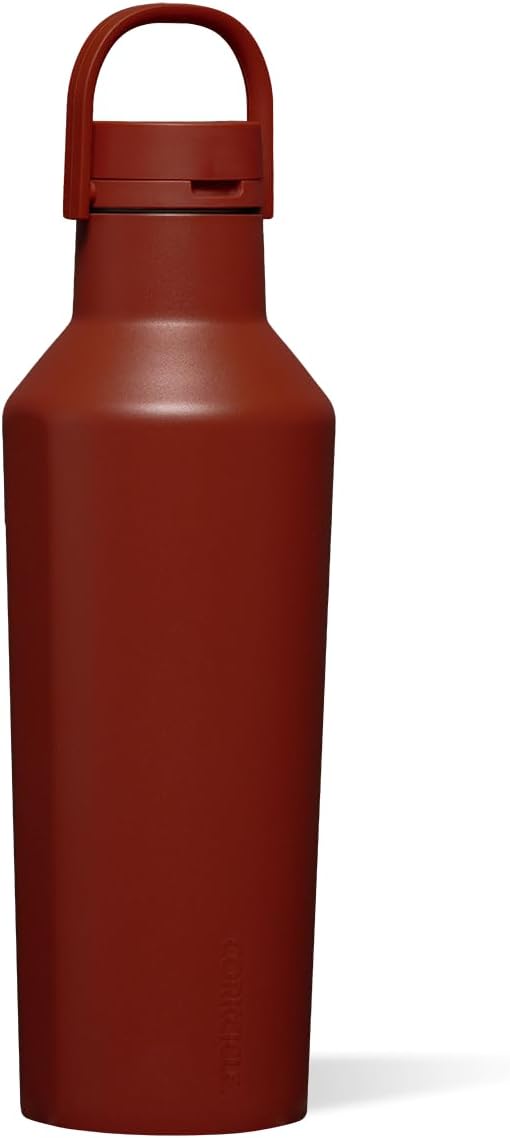 Corkcicle Sport Canteen - Keeps Drinks Cold 25 Hours - Stainless Steel Water Bottle - Triple-Insulated - Spill-Proof - Summer Drinkware Gift - Keeps Drinks Ice Cold - 32 oz - Brick