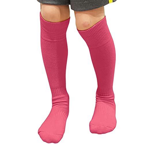 COUVER Baseball Softball Socks for Toddler Kids Knee High Cotton Mult-Sports Socks, Bright Pink, Small, 1 Pair