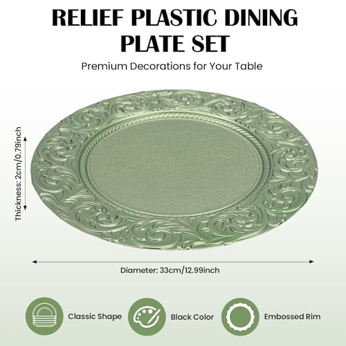 Set de 100 platos reutilizables verdes de 13 pulgadas miniatura 2