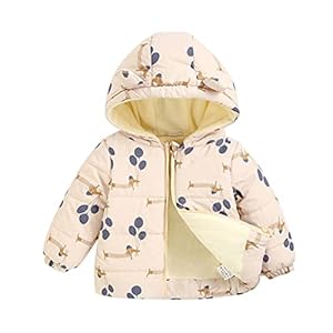 ASDFK Baby Kids Winter Jas Hooded Jassen met Beeroren Baby Olifant Cartoon Print, Dikke Donsjas Warme Jassen Rits Katoen…