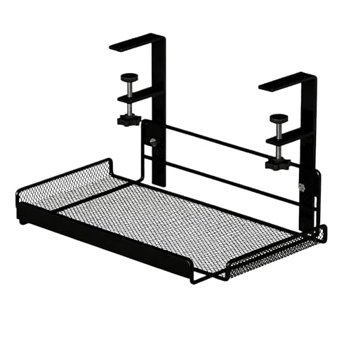 コンピュータースタンド引き出し パソコン台 pc 台 卓上デスクトップ pc 置き台 鉄製 (加厚炭素鋼) モダンシンプル 調節可能ネジ 穴あけ不要 大容量収納 通風放熱 高承重 家庭用 オフィス用 書斎用 デスク用 (黒です,36.5x20x17.5cm