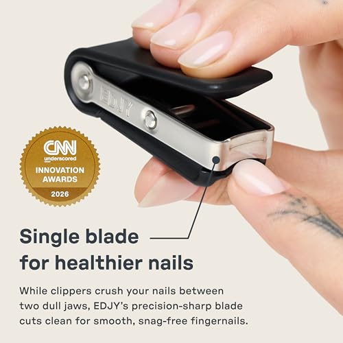 Image of EDJY Fingernail Cutter - Precision Stainless Steel Nail Cutter for Fingernails | Sharp Blade, Ergonomic Design, Durable & Rust-Resistant | Ideal for Men and Women | Black