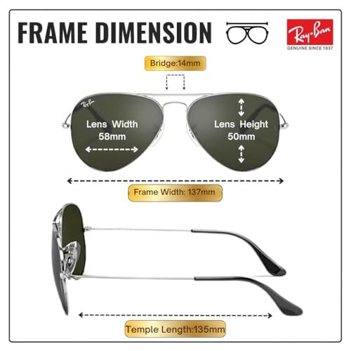 Image of Ray-Ban RB3025 AVIATOR MIRROR Pilot Shaped Sunglasses for Men & Women with Official RAYBAN Eyewear Kit