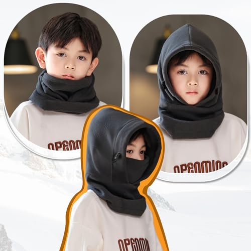 Image of TRIWONDER Kids Winter Hats Balaclava Ski Mask for Boys Girls Toddlers Windproof Adjustable Cold Weather Face Mask Neck Warmer